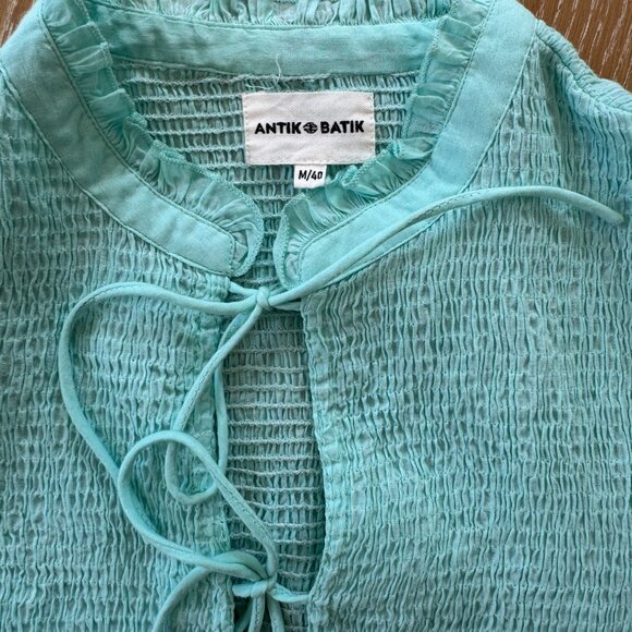 Antik Batik Voile Ruffle Cuff Long Sleeve Shirt from Paris, France NWOT, Sz M - Picture 2 of 9